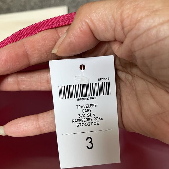 NWT‎ Hot Pink Chicos Travelers Shirt GABY Size 3 Large XL 3/4 Sleeve Raspberry - Picture 6 of 8